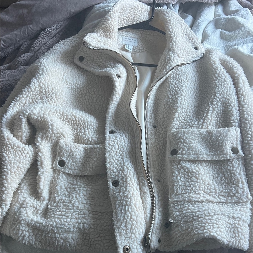 Forever 21 Cream Sherpa Jacket